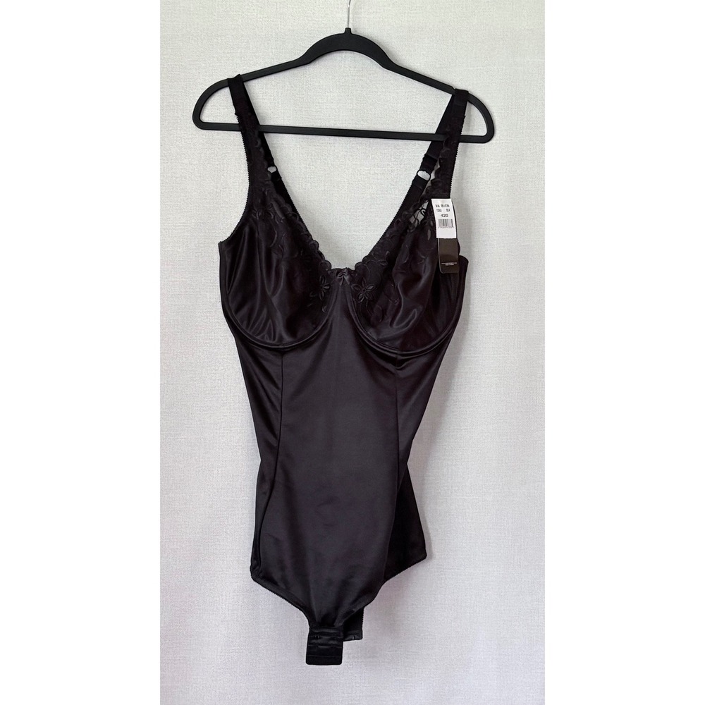 NWT Va Bien Black Bodysuit Satin Lace Underwire Shapewear Lingerie Smoothing 42D